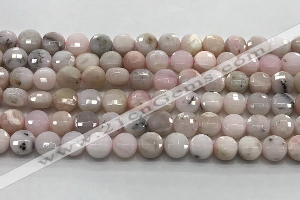 CCB724 15.5 inches 8mm faceted coin pink opal gemstone beads