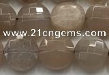 CCB725 15.5 inches 8mm faceted coin moonstone gemstone beads