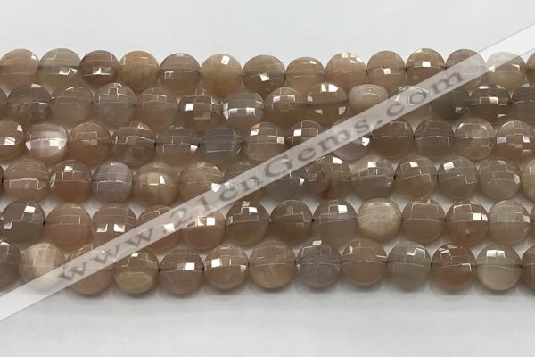 CCB725 15.5 inches 8mm faceted coin moonstone gemstone beads