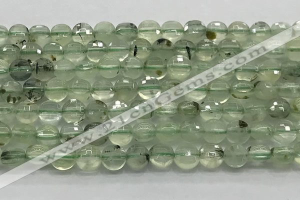 CCB728 15.5 inches 8mm faceted coin prehnite gemstone beads