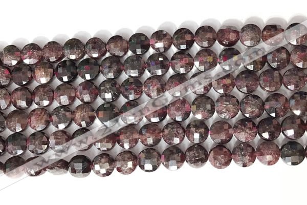 CCB751 15.5 inches 8mm faceted coin red garnet gemstone beads