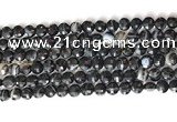 CCB754 15.5 inches 8mm faceted coin black line agate beads