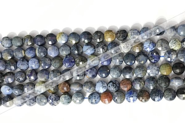 CCB755 15.5 inches 8mm faceted coin blue dumortierite beads