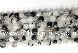 CCB758 15.5 inches 8mm faceted coin black rutilated quartz beads