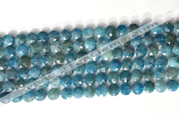 CCB763 15.5 inches 8mm faceted coin apatite beads