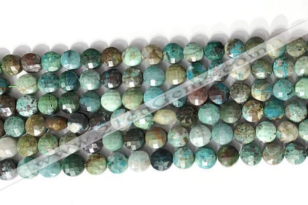 CCB769 15.5 inches 8mm faceted coin chrysocolla gemstone beads