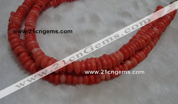 CCB80 15.5 inches 5*9mm roundel pale red coral beads Wholesale