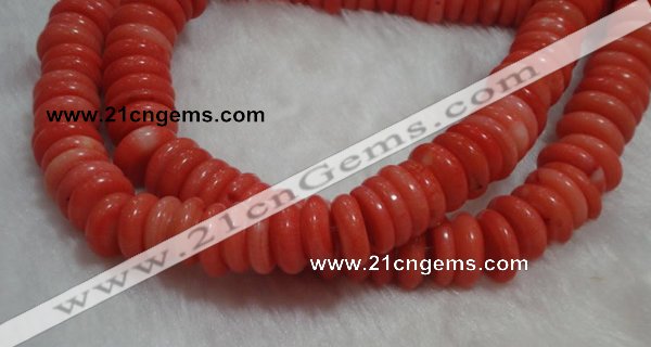 CCB81 15.5 inches 5*13mm roundel pale red coral beads Wholesale