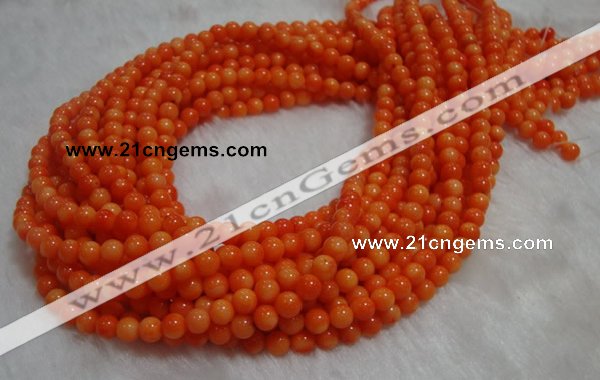 CCB82 15.5 inches 4-6mm round orange coral beads Wholesale