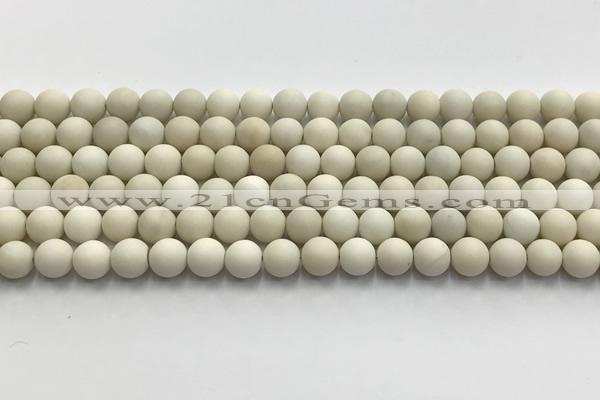 CCB825 15.5 inches 8mm round matte ivory jasper gemstone beads wholesale