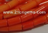 CCB83 15.5 inches 5*10mm column orange coral beads Wholesale