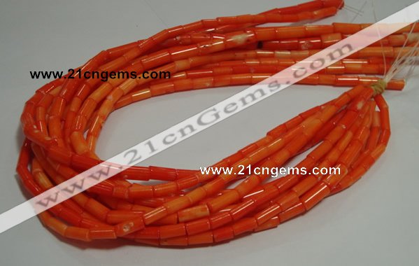 CCB83 15.5 inches 5*10mm column orange coral beads Wholesale