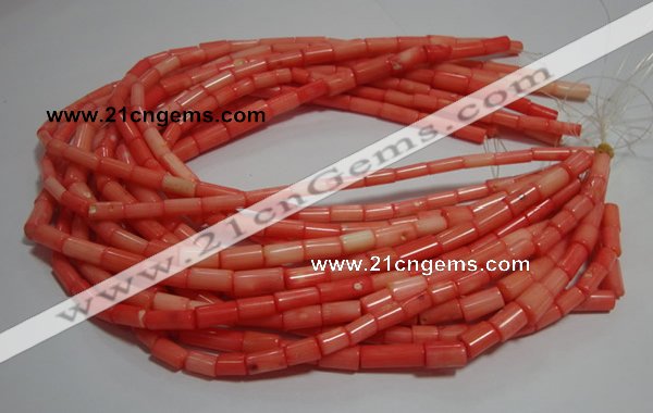 CCB84 15.5 inches 5*10mm column pink coral beads Wholesale