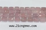 CCB888 11*15mm-12*16mm faceted cuboid rose quartz beads wholesale