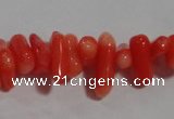 CCB91 15.5 inch 4*11mm irregular branch pale red coral chip beads