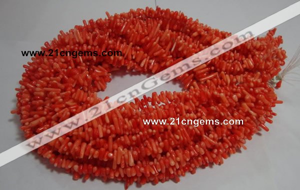 CCB91 15.5 inch 4*11mm irregular branch pale red coral chip beads