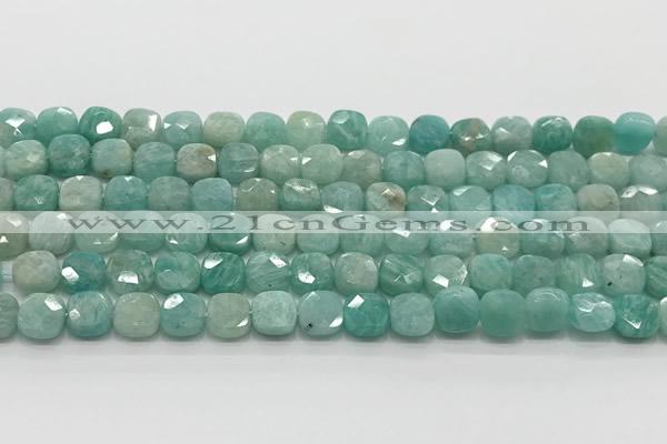 CCB910 15.5 inches 8*8mm faceted square amazonite beads