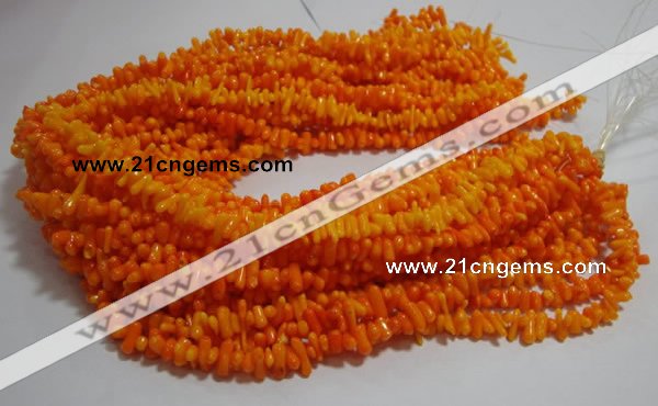 CCB92 15.5 inch 4*11mm irregular branch yellow coral chip beads