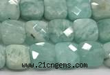 CCB975 15.5 inches 6*6mm faceted square amazonite  beads