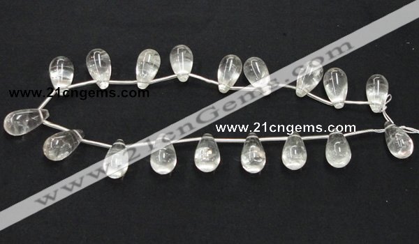 CCC214 15.5 inches 12*22mm teardrop grade AB natural white crystal beads