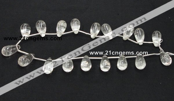 CCC214 15.5 inches 12*22mm teardrop grade AB natural white crystal beads