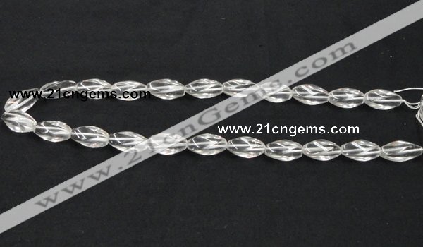 CCC220 8*18mm twisted rice grade AB natural white crystal beads