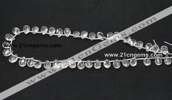 CCC230 8*12mm briolette grade AB natural white crystal beads wholesale