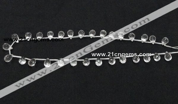 CCC231 8*12mm faceted teardrop grade AB natural white crystal beads