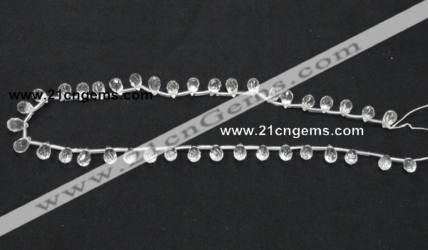 CCC232 6*9mm faceted teardrop grade AB natural white crystal beads