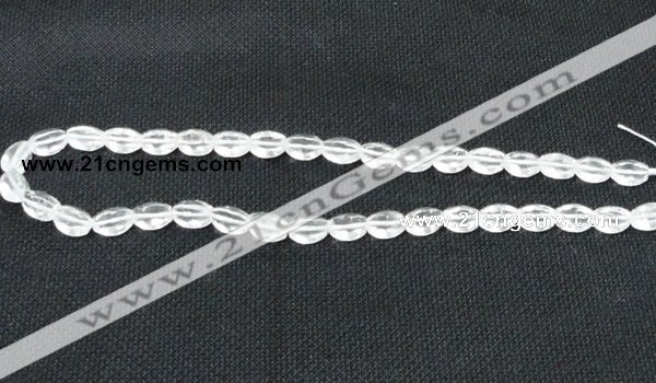 CCC261 15.5 inches 8*10mm faceted rice grade A natural white crystal beads