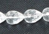 CCC263 15*20mm faceted teardrop grade A natural white crystal beads