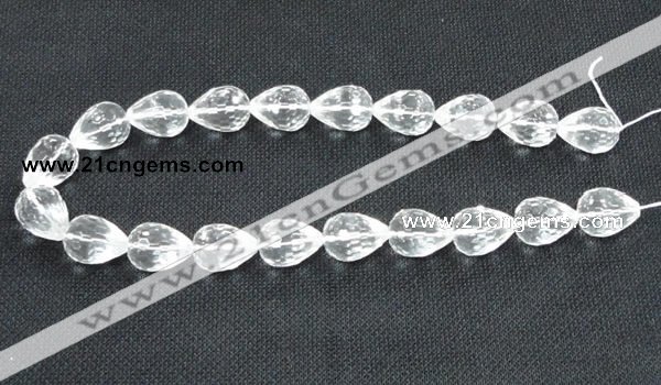 CCC263 15*20mm faceted teardrop grade A natural white crystal beads