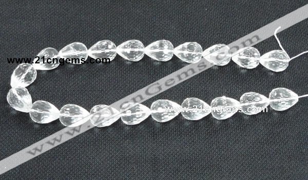 CCC273 7*10mm faceted teardrop grade A natural white crystal beads