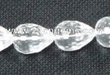 CCC274 8*12mm faceted teardrop grade A natural white crystal beads