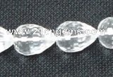 CCC276 12*16mm faceted teardrop grade A natural white crystal beads