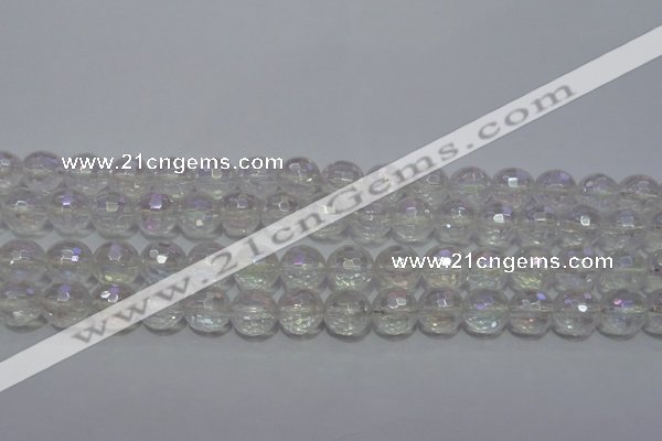 CCC411 15.5 inches 6mm faceted round AB-color white crystal beads