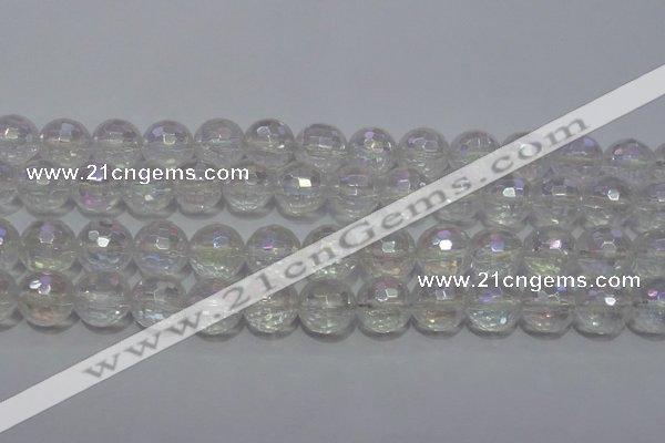 CCC413 15.5 inches 10mm faceted round AB-color white crystal beads