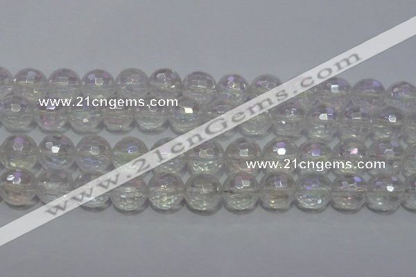 CCC414 15.5 inches 12mm faceted round AB-color white crystal beads