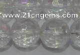 CCC415 15.5 inches 14mm faceted round AB-color white crystal beads