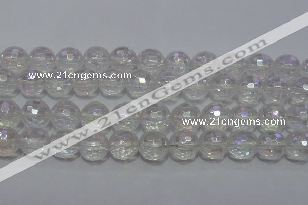 CCC415 15.5 inches 14mm faceted round AB-color white crystal beads