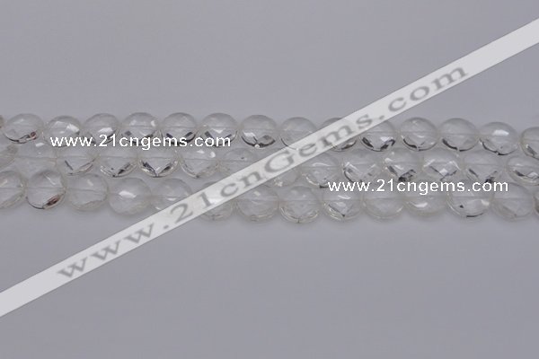 CCC502 15.5 inches 8mm faceted coin natural white crystal beads