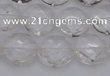 CCC504 15.5 inches 12mm faceted coin natural white crystal beads