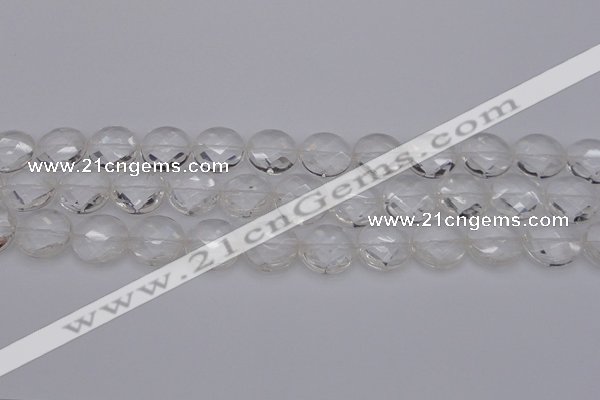 CCC506 15.5 inches 16mm faceted coin natural white crystal beads