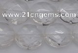 CCC507 15.5 inches 18mm faceted coin natural white crystal beads