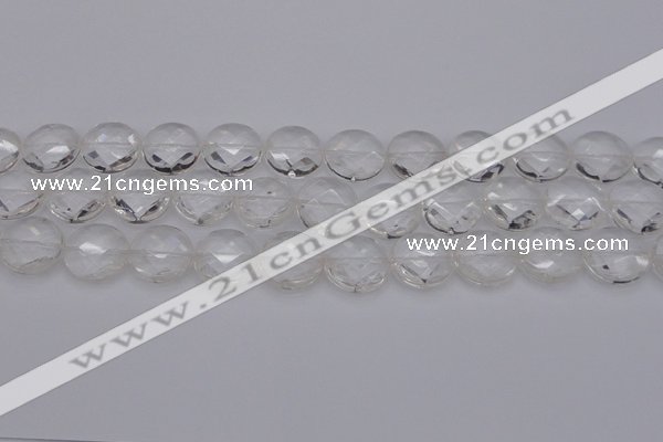 CCC507 15.5 inches 18mm faceted coin natural white crystal beads