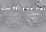 CCC510 15.5 inches 25mm faceted coin natural white crystal beads