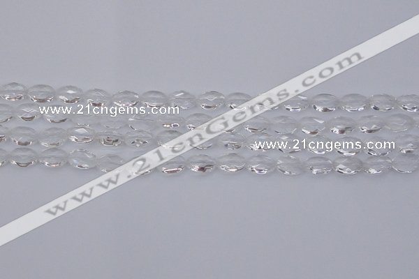 CCC512 15.5 inches 8*12mm faceted oval natural white crystal beads