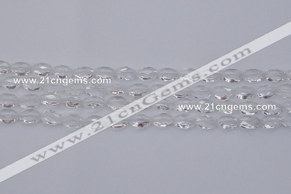 CCC513 15.5 inches 10*14mm faceted oval natural white crystal beads