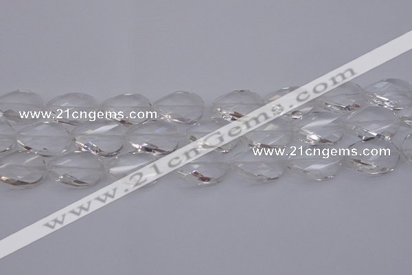 CCC521 15.5 inches 18*25mm twisted & faceted oval white crystal beads