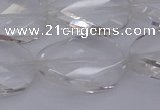 CCC522 15.5 inches 20*30mm twisted & faceted oval white crystal beads